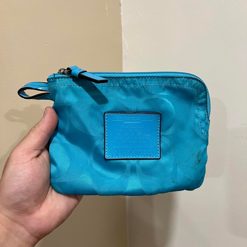 Y2K 2000s Coach Blue Signature C Monogram Make up bag / pouch